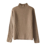 Womens Textured Mock Neck Cashmere Sweater Cashmere Pullover Taupe XS