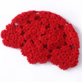 Womens Hand - Knit Cashmere Beanie Cluster Crochet Cashmere Stitch Cap Red M