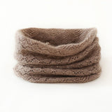 Womens Lace Knit Cashmere Infinity Scarf Cashmere Neck Gaiter Openwork Knit Cowl Taupe M