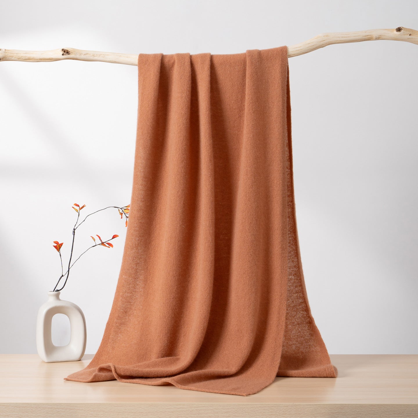Womens Large Cashmere Scarf Throw Blanket Long Cashmere Shawl Camel L