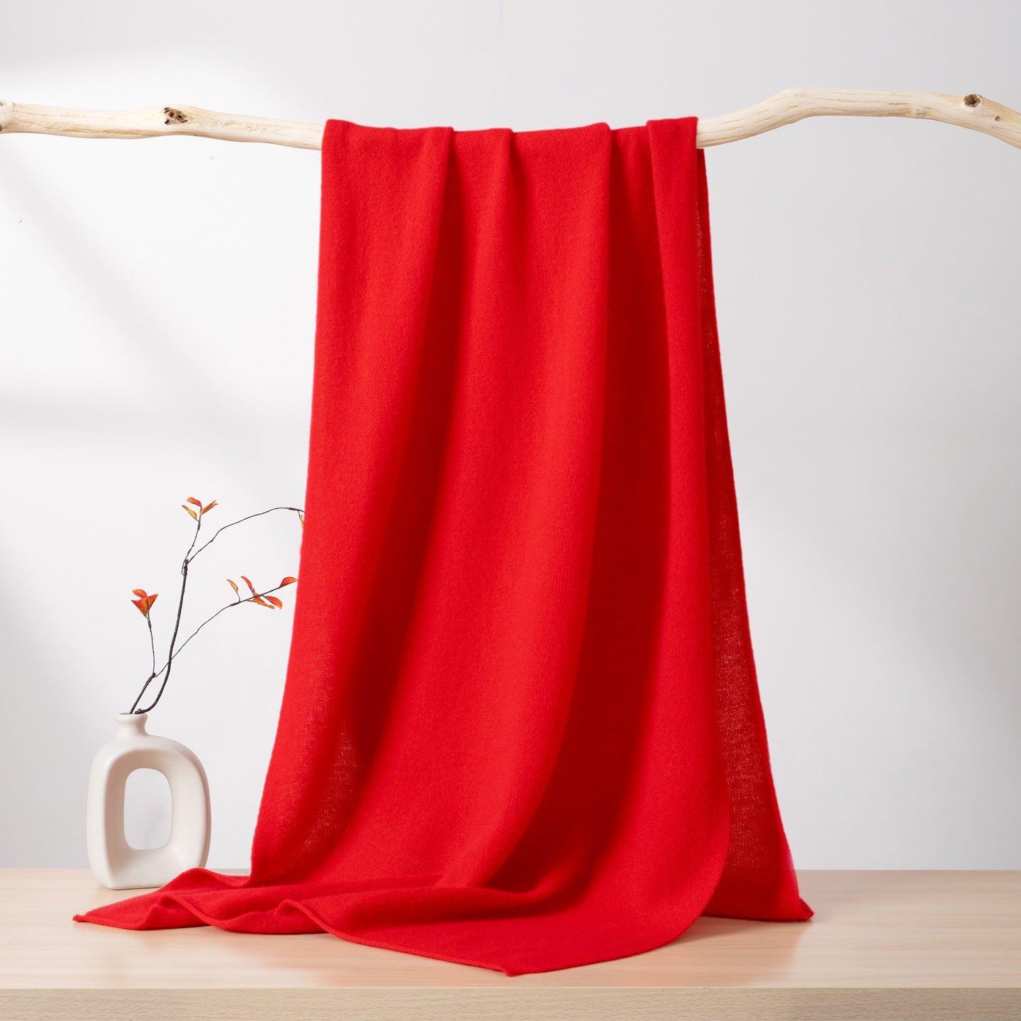 Womens Large Cashmere Scarf Throw Blanket Long Cashmere Shawl Red L