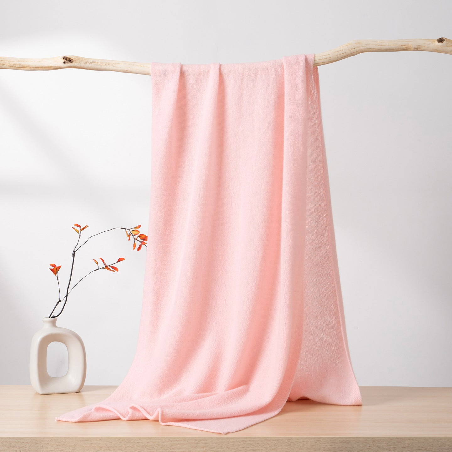 Womens Large Cashmere Scarf Throw Blanket Long Cashmere Shawl Pink L