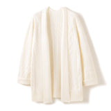 Womens Cozy Cable - Knit Open - Front Cashmere Cardigan Long Cashmere Coat Ivory One size fits most