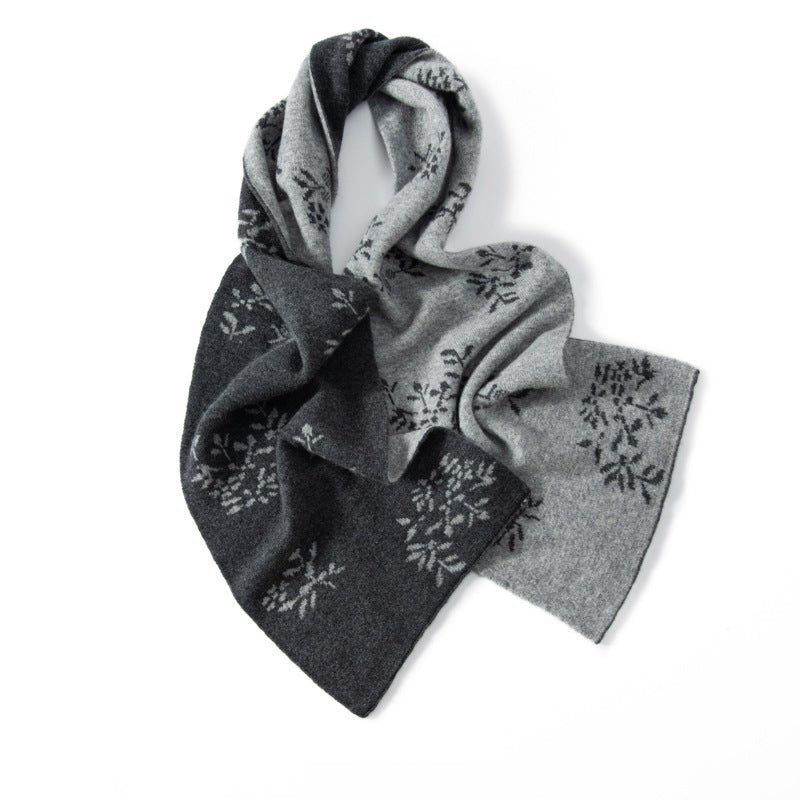 Womens Long Cashmere Snowflake Print Scarf Jacquard Cashmere Shawls Gray M