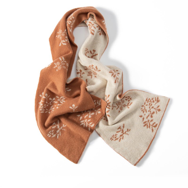 Womens Long Cashmere Snowflake Print Scarf Jacquard Cashmere Shawls Camel M