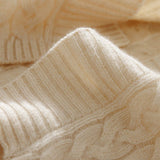 Womens Long Cable Knit Cashmere Cardigan Open Front Coat With Pockets Ivory One size fits most