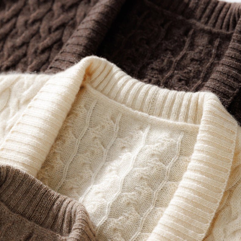 Womens Long Cable Knit Cashmere Cardigan Open Front Coat With Pockets Coffee One size fits most