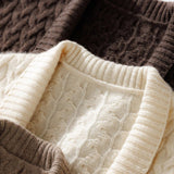 Womens Long Cable Knit Cashmere Cardigan Open Front Coat With Pockets Coffee One size fits most