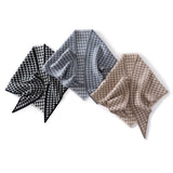 Houndstooth Cashmere Triangle Scarf Heritage - Inspired Cashmere Shawl Black L