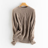 Womens Mock Neck Cashmere Sweater Cable - Knitted Cashmere Pullover Taupe XS