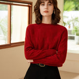 Womens Mock Neck Cashmere Sweater Cable - Knitted Cashmere Pullover Claret XS