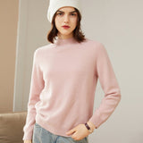 Womens Mock Neck Cashmere Sweater Long Sleeve Cashmere Pullover Tops Pink XS