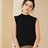 Womens Sleeveless Cashmere Mock Neck Sweater Soft Knit Tank Tops Black XS