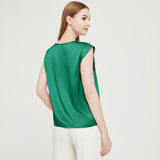 Womens Mulberry Silk Blouse Cap Sleeves Lady Silk Tee Green XS
