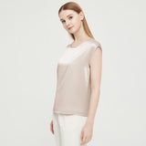 Womens Mulberry Silk Blouse Cap Sleeves Lady Silk Tee Champagne XS