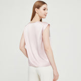 Womens Mulberry Silk Blouse Cap Sleeves Lady Silk Tee Rosy Pink XS