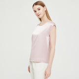 Womens Mulberry Silk Blouse Cap Sleeves Lady Silk Tee Rosy Pink XS