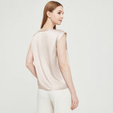 Womens Mulberry Silk Blouse Cap Sleeves Lady Silk Tee Champagne XS