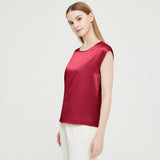 Womens Mulberry Silk Blouse Cap Sleeves Lady Silk Tee Claret XS
