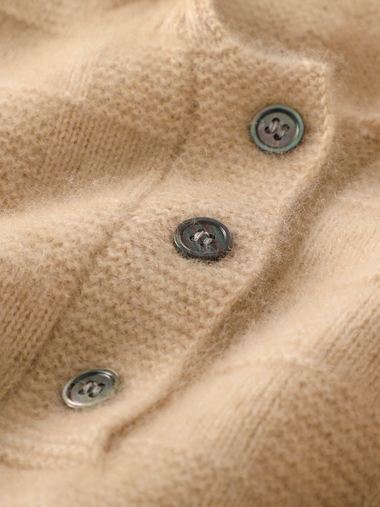 Women Polo Neck Cashmere Sweaters Long Sleeve Cashmere Blouse Pullover Beige XS