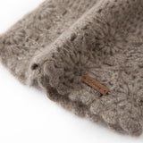 Womens Crocheted Cashmere Beanie Cashmere Flower Cloche Hat Taupe M