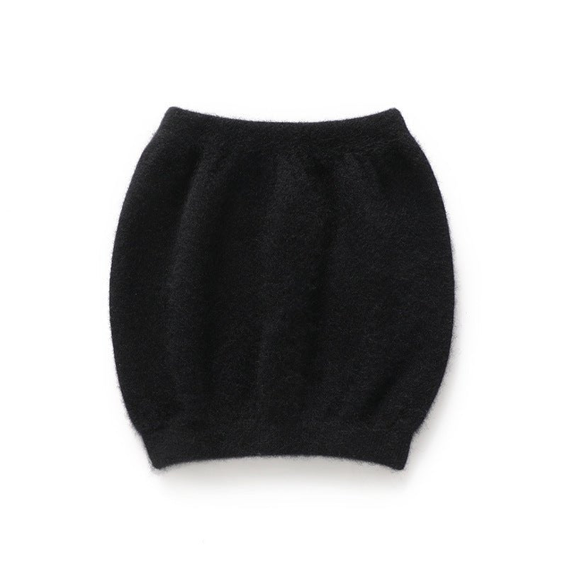 Womens Pure Cashmere Knit Belly Warmer Cashmere Belly Wrap for Winter Black M