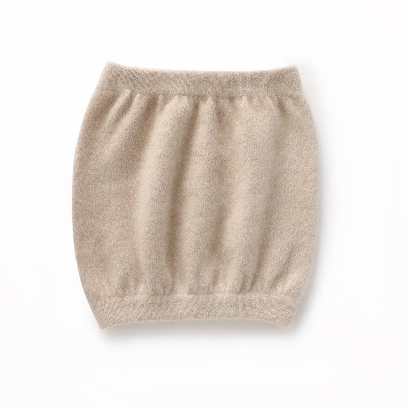 Womens Pure Cashmere Knit Belly Warmer Cashmere Belly Wrap for Winter Beige M