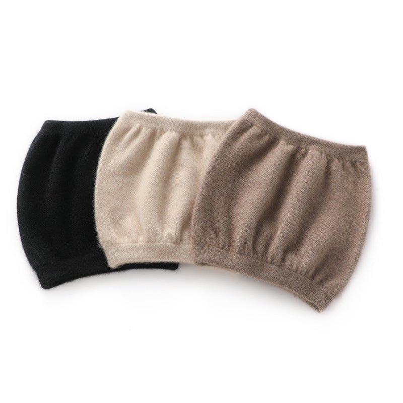 Womens Pure Cashmere Knit Belly Warmer Cashmere Belly Wrap for Winter Beige M
