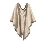 Pure Cashmere Colorblock Shawl With Elegant Contrast Edging Beige XL
