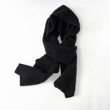 Womens Cashmere Balaclava Ribbed Knit Cashmere Hooded Scarf Black M