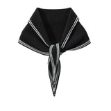 Inspired Trimmed Cashmere Bandana Striped Cashmere Triangle Scarf Black M
