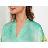 Womens Pure Silk Kimono Robes Long Floral Print Silk Robes Blue One size fits most