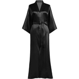 Womens Silk Kimono Robes Long Mulberry Silk Dressing Gown Black One size fits most