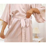 Womens Silk Kimono Robes Long Mulberry Silk Dressing Gown Champagne One size fits most