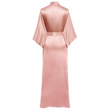 Womens Silk Kimono Robes Long Mulberry Silk Dressing Gown Rosy Pink One size fits most