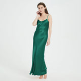 Womens Pure Silk Maxi Dress Long Strap Party Dresses Claret XS
