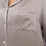 Womens Pure Silk Nightshirt Mulberry Boyfriend Silk Sleepshirt Silver Gray XS