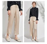 Womens Pure Silk Pants Cropped Casual Work Silk Trousers Green XS