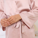 Women's Pure Silk Robe And Pajama Set With Pockets Rosy Pink XS