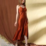 Womens Silk Slip Dress Silk Long Dress Silk Wedding Prom Dresses Dark Teal XS