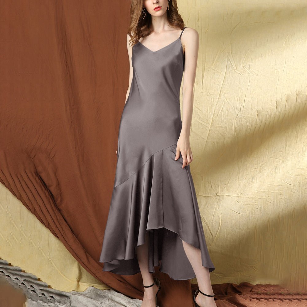Womens Silk Slip Dress Silk Long Dress Silk Wedding Prom Dresses Dark Teal XS