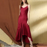 Womens Silk Slip Dress Silk Long Dress Silk Wedding Prom Dresses Claret XS