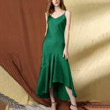 Womens Silk Slip Dress Silk Long Dress Silk Wedding Prom Dresses Green XS