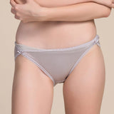 Womens Sexy Silk Bikini Panties Soft Lace Silk Underwear Gray S