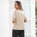 Womens Silk Blouse Short Sleeves Both Sides Silk Top Champagne XS