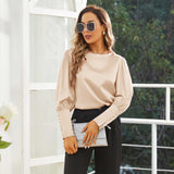 Women's Silk Blouse Work Round Neck Dressy Silk Shirts Champagne XS