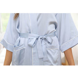 Womens Silk Bobes Silk Dressing Gown 100% Silk Bathrobe Light Blue XS