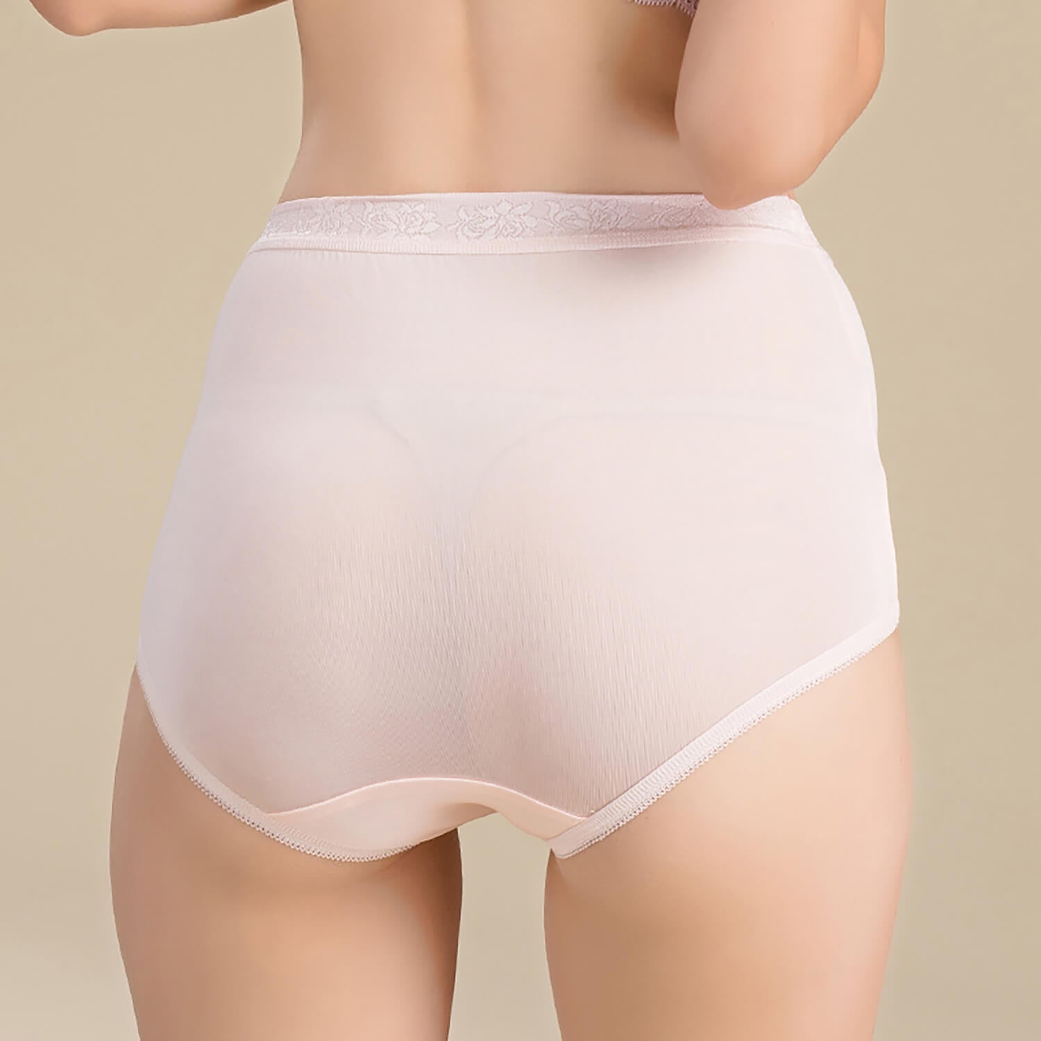 Women's Silk High Waist Briefs Mulberry Silk Briefs Beige S
