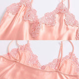 Women's Silk Lace Nightdress V Neck Mulberry Pure Silk Nightgown