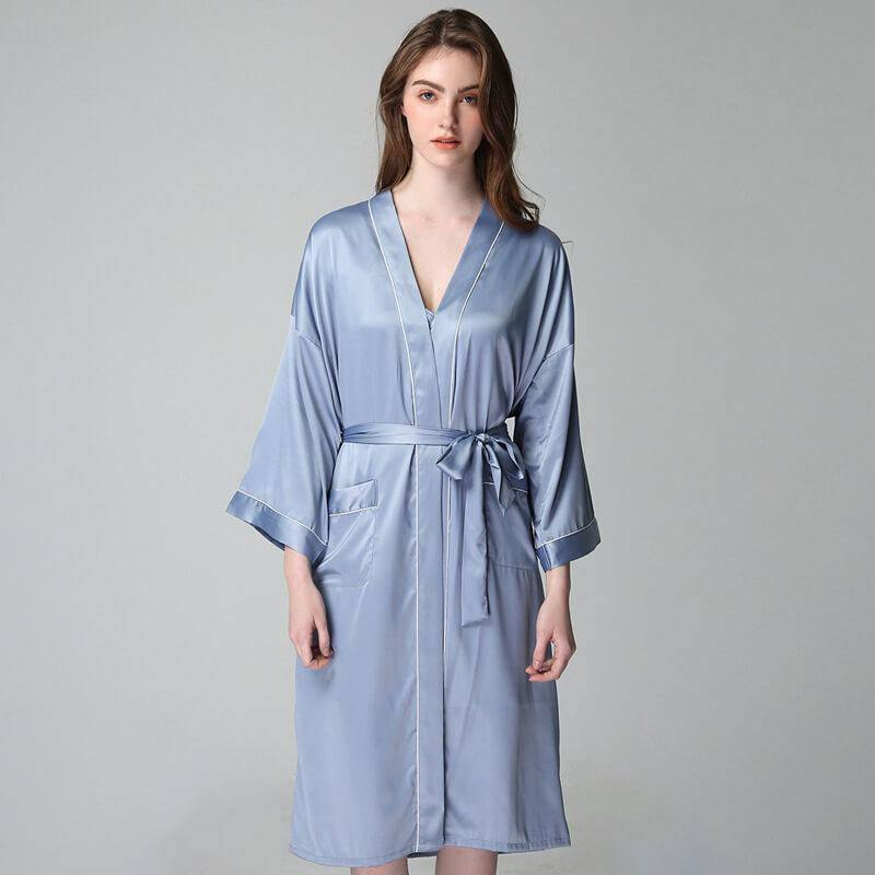 Womens Silk Nightgown And Robe Set Long 100% Silk Sleepwear